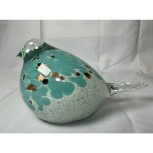 Handblown Art Glass Bird Murano Style Figurine Turquoise Collectible Sculpture